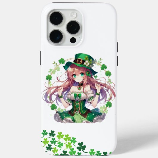 Saint Patrick's Day klaver anime meisje Case-Mate iPhone Case (Achterkant)
