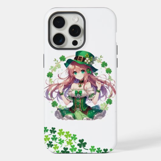 Saint Patrick's Day klaver anime meisje iPhone Hoesje (Achterkant)