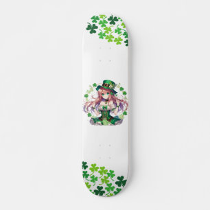 Saint Patrick's Day klaver anime meisje Persoonlijk Skateboard
