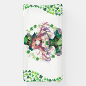 Saint Patrick's Day klaver anime meisje Spandoek (Verticaal)