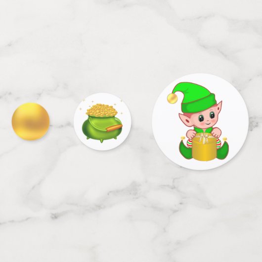 Saint Patrick's Day Leprechaun, Elf & Pot of Gold Confetti (Achterkanten)