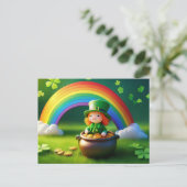 Saint Patrick's Day Leprechaun in de Pot of Gold Briefkaart (Staand voorkant)