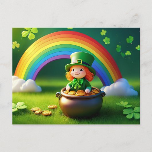 Saint Patrick's Day Leprechaun in de Pot of Gold Briefkaart (Voorkant)