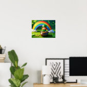 Saint Patrick's Day Leprechaun in de Pot of Gold Poster (Thuiskantoor)