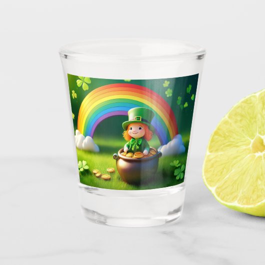 Saint Patrick's Day Leprechaun in de Pot of Gold Shot Glas (Voorkant)