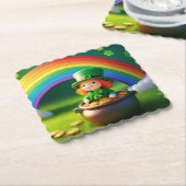 Saint Patrick's Day Leprechaun in Pot of Gold Kartonnen Onderzetters (Gebogen)