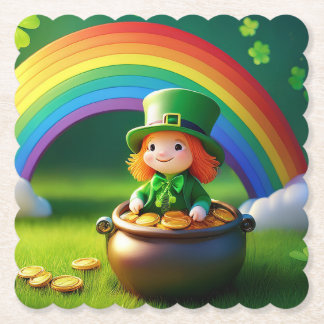 Saint Patrick's Day Leprechaun in Pot of Gold Kartonnen Onderzetters