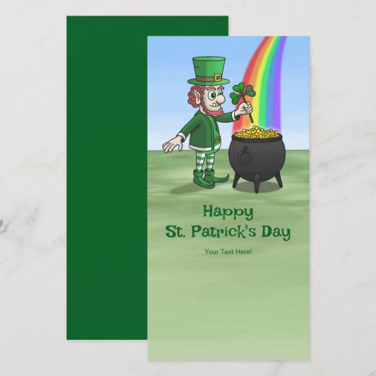 Saint Patrick's Day Leprechaun Kaart (Voorkant / Achterkant)