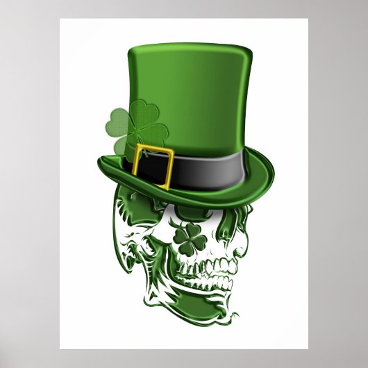 Saint Patricks Day Leprechaun Pet en Skull Poster (Voorkant)