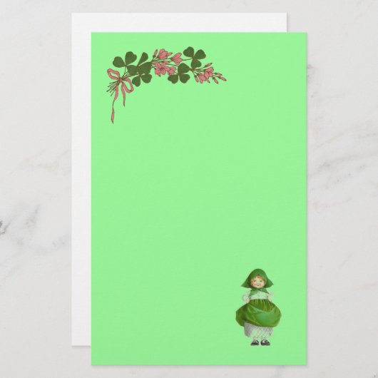 SAINT PATRICK'S DAY-LITTLE IRISH GIRL/SHAMROCKS BRIEFPAPIER (Voorkant / Achterkant)