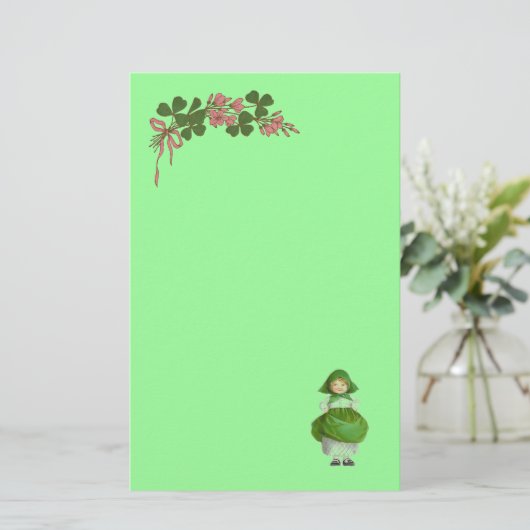 SAINT PATRICK'S DAY-LITTLE IRISH GIRL/SHAMROCKS BRIEFPAPIER (Staand voorkant)