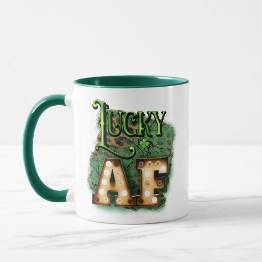 Saint Patrick's Day Lucky AF Irish Marquee Lights Mok (Links)