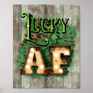 Saint Patrick's Day Lucky AF Irish Marquee Lights Poster