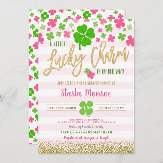 Saint Patrick's Day Lucky Charm Baby shower Kaart (Voorkant / Achterkant)