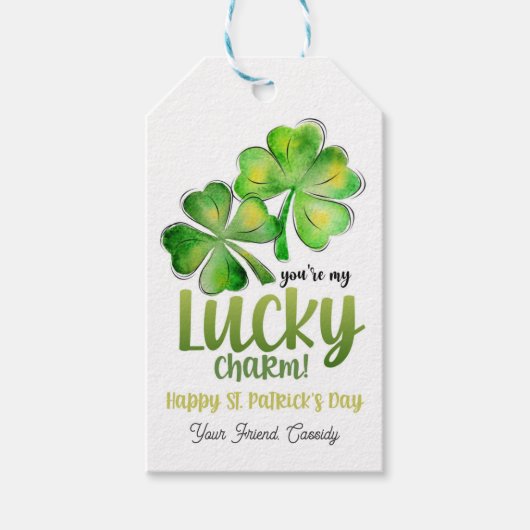 Saint Patrick's Day Lucky Charm Gift Label Favor T Cadeaulabel (Voorkant)