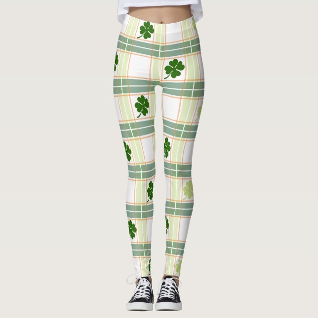 Saint Patrick's Day Lucky Clovers Leggings (Voorkant)