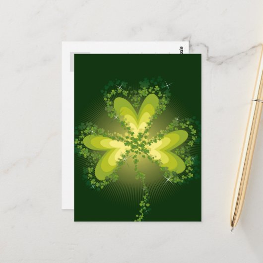 Saint Patrick's Day Lucky Clovers Shamrock Irish Briefkaart (Voorkant / Achterkant in situ)