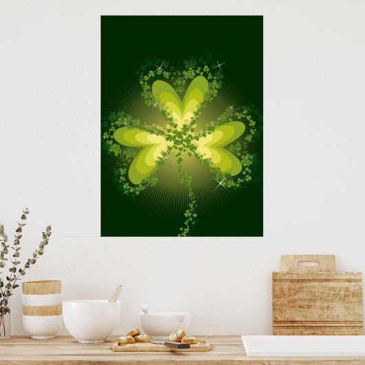 Saint Patrick's Day Lucky Clovers Shamrock Irish Poster (Keuken)