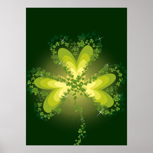 Saint Patrick's Day Lucky Clovers Shamrock Irish Poster (Voorkant)