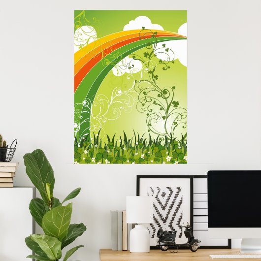 Saint Patrick's Day Lucky Clovers Shamrock Irish Poster (Thuiskantoor)