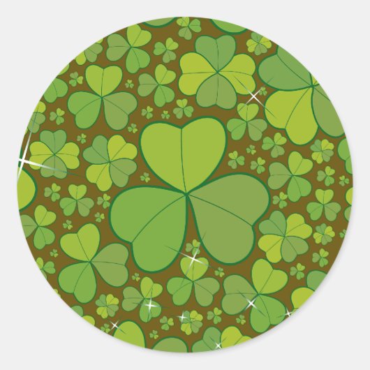 Saint Patrick's Day Lucky Clovers Shamrock Irish Ronde Sticker (Voorkant)