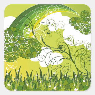 Saint Patrick's Day Lucky Clovers Shamrock Irish Vierkante Sticker