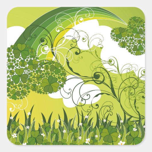 Saint Patrick's Day Lucky Clovers Shamrock Irish Vierkante Sticker (Voorkant)