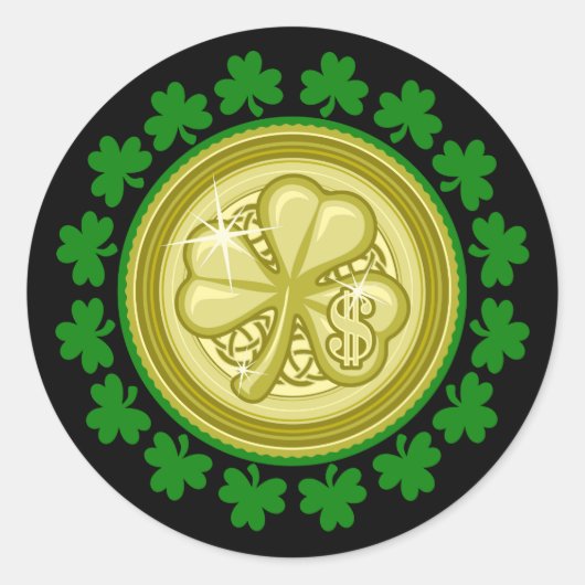 Saint Patrick's Day Lucky Coin Graphic Ronde Sticker (Voorkant)