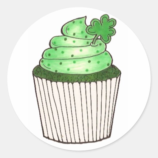 Saint Patrick's Day Lucky Cupcakes Cupcake Sticker (Voorkant)