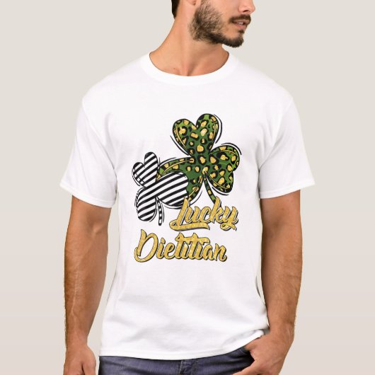 Saint Patrick's Day Lucky Dietitian Clover Shamroc T-shirt (Voorkant)