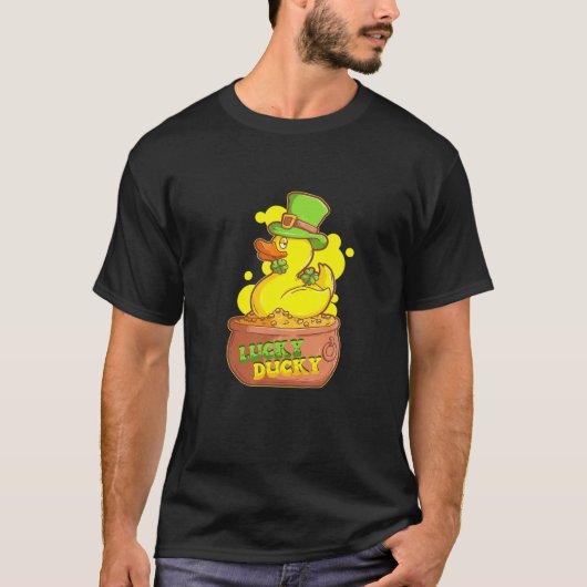 Saint Patrick's Day Lucky Duck - 4 Leaf Clover Duc T-shirt (Voorkant)