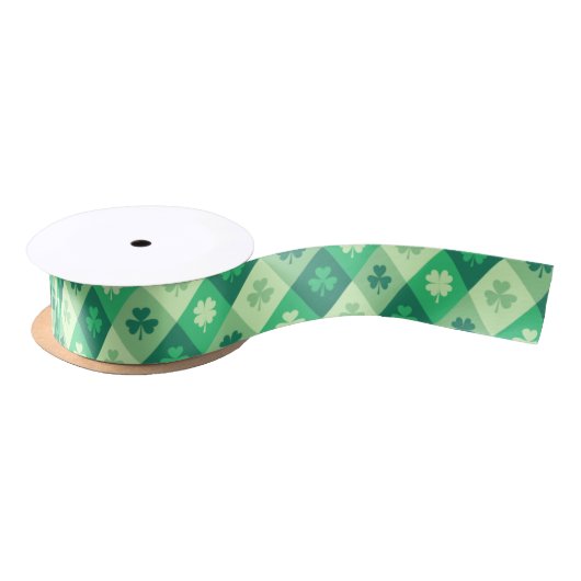 Saint Patrick's Day Lucky Green Shamrock Clover Satijnen Lint (Spoel)