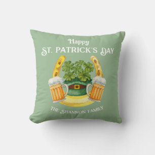 Saint Patrick's Day Lucky Hoefijzer over het groen Kussen