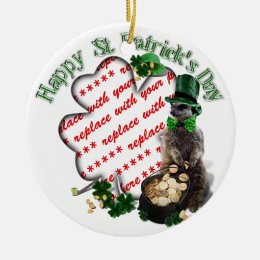 Saint Patrick's Day Lucky Meerkat Shamrock Lijst Keramisch Ornament (Voorkant)