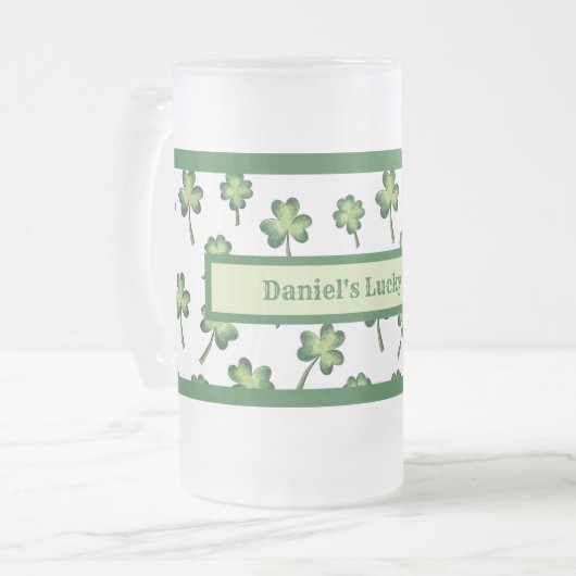 Saint Patrick's Day Lucky Mok Frosted Beer Stein (Voorkant links)