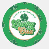 Saint Patrick's Day Lucky One First Birthday Stick Ronde Sticker (Voorkant)