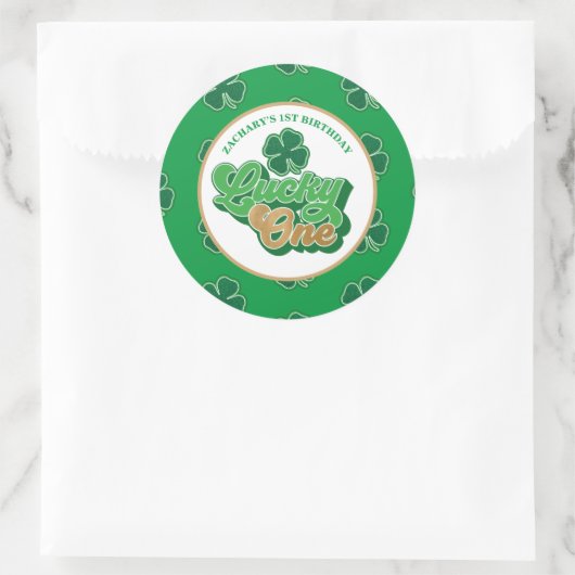 Saint Patrick's Day Lucky One First Birthday Stick Ronde Sticker (Tas)