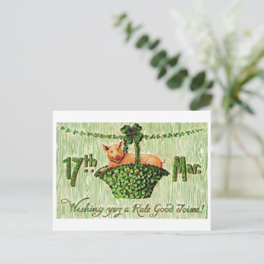 Saint Patrick's Day Lucky Pig,  Briefkaart (Staand voorkant)
