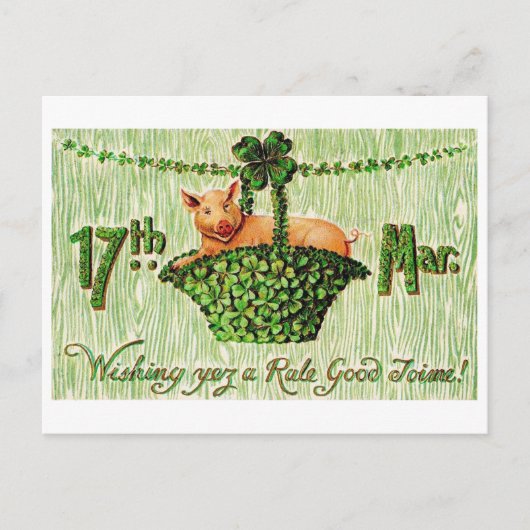 Saint Patrick's Day Lucky Pig,  Briefkaart (Voorkant)