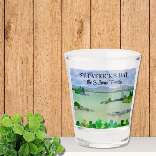 Saint Patrick's Day Lucky Shamrock Custom Name Shot Glas