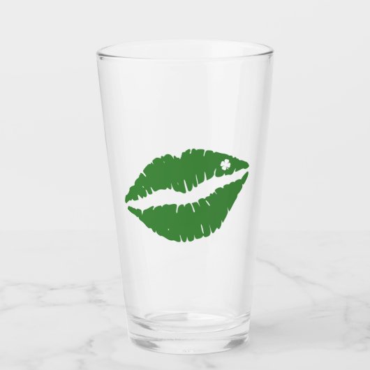 Saint Patrick's Day Lucky Shamrock Lips Irish Glas (Voorkant)