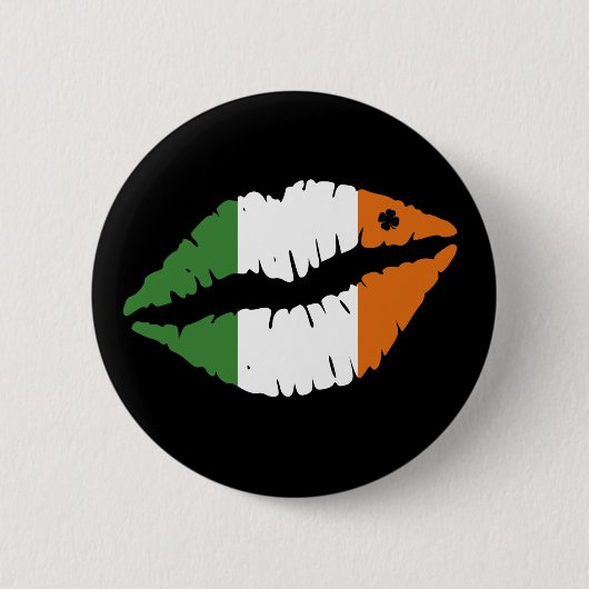 Saint Patrick's Day Lucky Shamrock Lips Irish Ronde Button 5,7 Cm (Voorkant)
