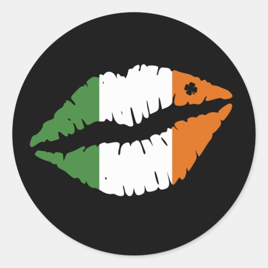 Saint Patrick's Day Lucky Shamrock Lips Irish Ronde Sticker (Voorkant)