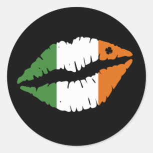 Saint Patrick's Day Lucky Shamrock Lips Irish Ronde Sticker