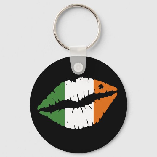 Saint Patrick's Day Lucky Shamrock Lips Irish Sleutelhanger (Voorkant)