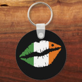 Saint Patrick's Day Lucky Shamrock Lips Irish Sleutelhanger (Voorkant)