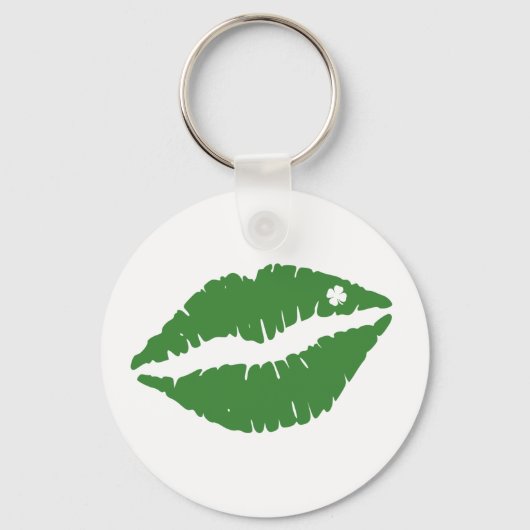 Saint Patrick's Day Lucky Shamrock Lips Irish Sleutelhanger (Voorkant)