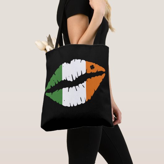 Saint Patrick's Day Lucky Shamrock Lips Irish Tote Bag (Dichtbij)
