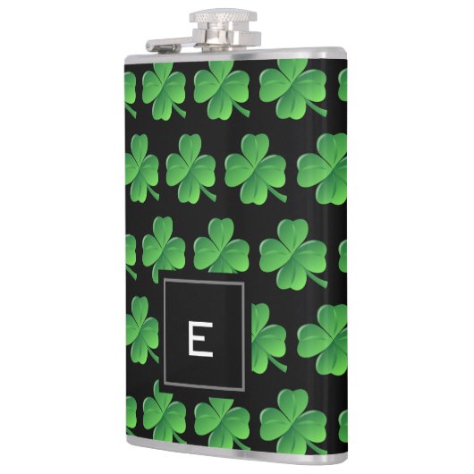 Saint Patricks Day Lucky Shamrock Pattern Monogram Heupfles (Links)