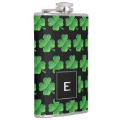 Saint Patricks Day Lucky Shamrock Pattern Monogram Heupfles (Rechts)